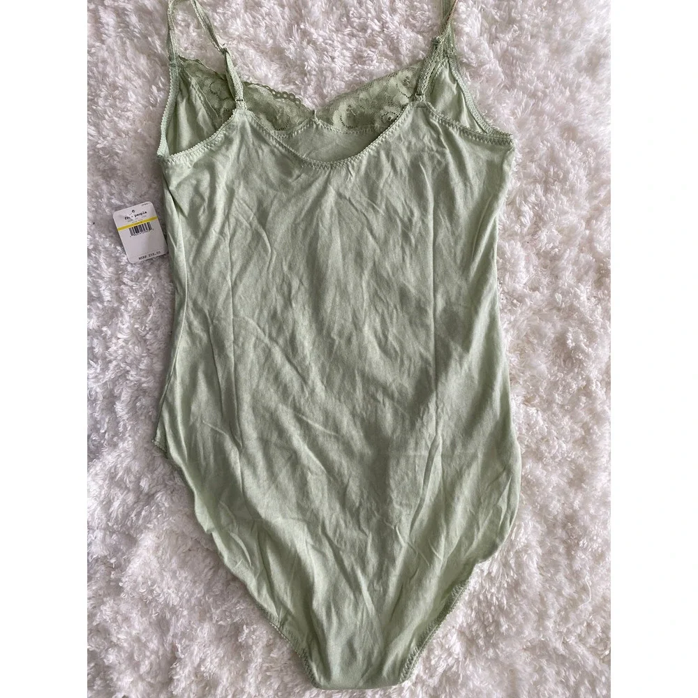 Intimately Free People Green Lacey Strappy Bodysuit Top NEW Size XS